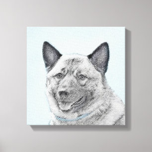 Norwegische Elkhound-Malerei - Original Hundeschic Leinwanddruck