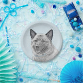 Norwegische Elkhound-Malerei - Original Hundeschic Pappteller (Party)