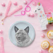 Norwegische Elkhound-Malerei - Original Hundeschic Pappteller (Party)