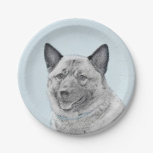 Norwegische Elkhound-Malerei - Original Hundeschic Pappteller