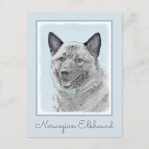 Norwegische Elkhound-Malerei - Original Hundeschic Postkarte