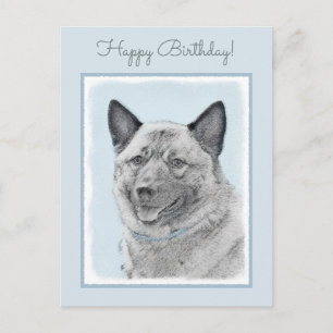 Norwegische Elkhound-Malerei - Original Hundeschic Postkarte