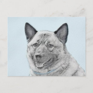 Norwegische Elkhound-Malerei - Original Hundeschic Postkarte