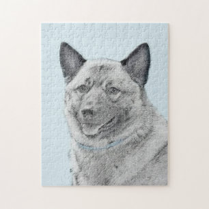 Norwegische Elkhound-Malerei - Original Hundeschic Puzzle