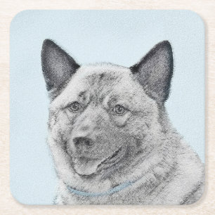 Norwegische Elkhound-Malerei - Original Hundeschic Rechteckiger Pappuntersetzer
