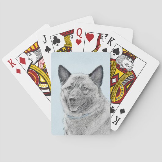 Norwegische Elkhound-Malerei - Original Hundeschic Spielkarten (Rückseite)