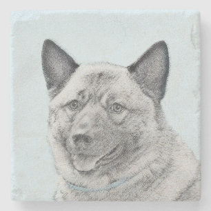 Norwegische Elkhound-Malerei - Original Hundeschic Steinuntersetzer
