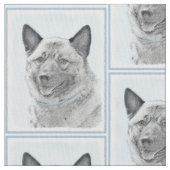 Norwegische Elkhound-Malerei - Original Hundeschic Stoff (Nahaufnahme)