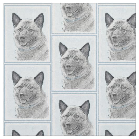 Norwegische Elkhound-Malerei - Original Hundeschic Stoff (Muster)