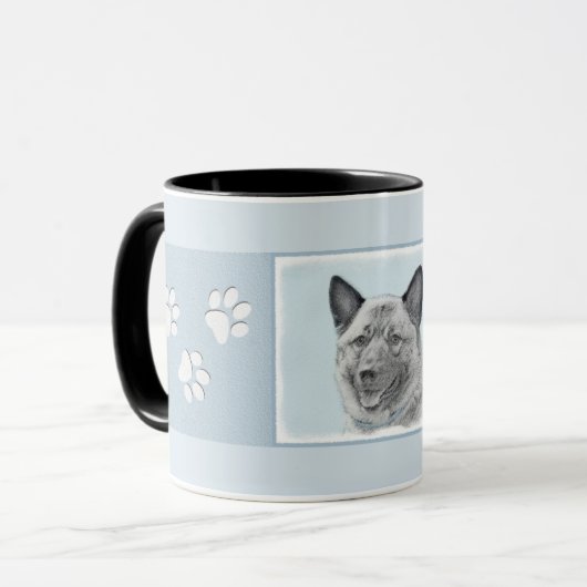 Norwegische Elkhound-Malerei - Original Hundeschic Tasse (Vorderseite Links)