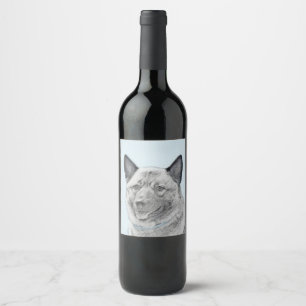 Norwegische Elkhound-Malerei - Original Hundeschic Weinetikett