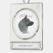 Norwegische Elkhound-Mama 2 Banner-Ornament Silber (Links)
