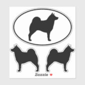 Norwegische Elkhound-Silhouetten Vinyl Sticker Set (Blatt)