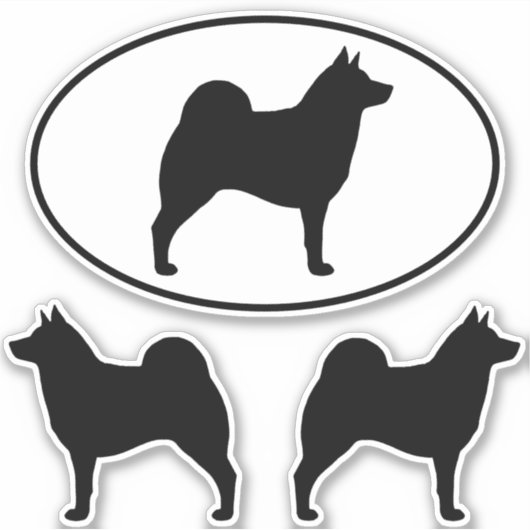 Norwegische Elkhound-Silhouetten Vinyl Sticker Set (Vorderseite)