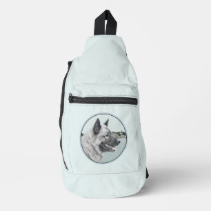 Norwegische Elkhound und Dorfmalerei Crossbody Bag