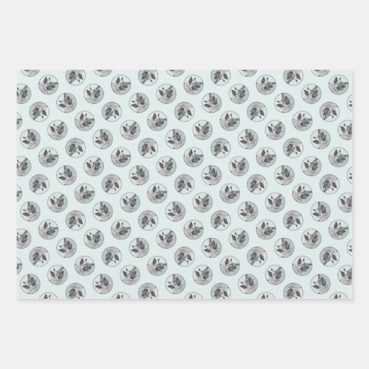 Norwegische Elkhound und Dorfmalerei Geschenkpapier Set (Vorderseite)