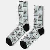 Norwegische Elkhound und Dorfmalerei Socken (Linkes Detail)