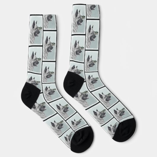 Norwegische Elkhound und Dorfmalerei Socken (Rechts)