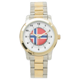 Norwegische Fahne für Frauen - Oversized Two-Tone  Armbanduhr