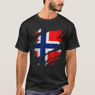 Norwegische Fahne Norge Torn Ripped Norwegen1 T-Shirt