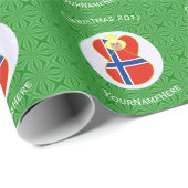 Norwegische Fahne Weihnachtsgel Personalisiertes G Geschenkpapier (Rolleneckpunkt)