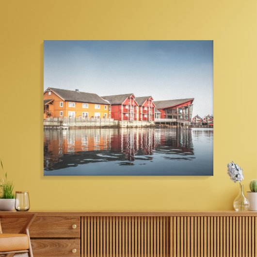 Norwegische Farbhäuser Leinwanddruck (Insitu (Wohnzimmer))