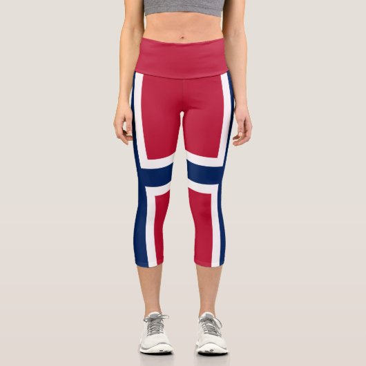 Norwegische Flagge Capri Leggings (Vorderseite)