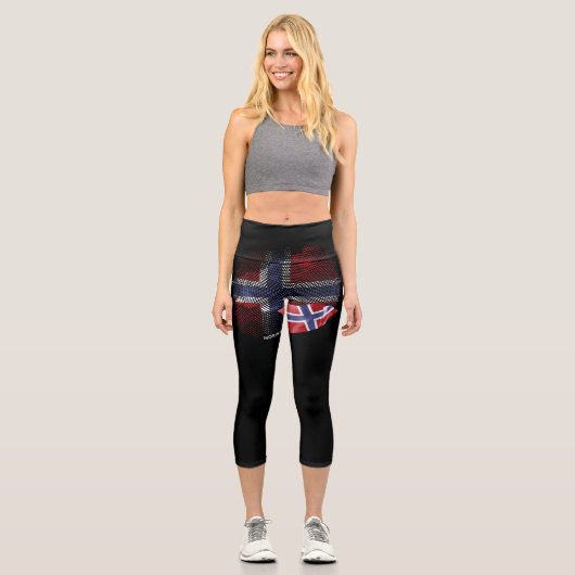 norwegische Flagge Capri Leggings (Vorderseite)