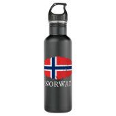 Norwegische Flagge Edelstahlflasche (Vorderseite)