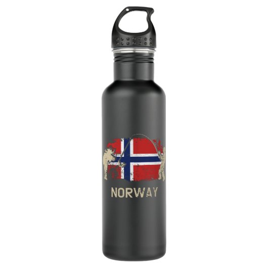 Norwegische Flagge Edelstahlflasche (Vorderseite)