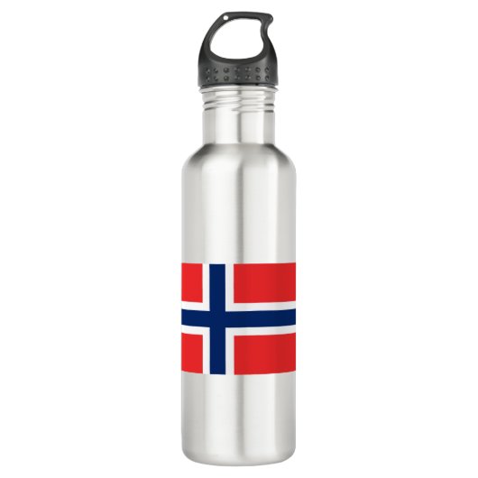 Norwegische Flagge Edelstahlflasche (Vorderseite)