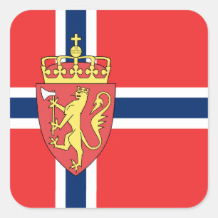 Norwegische Flagge, Flagge Quadratischer Aufkleber