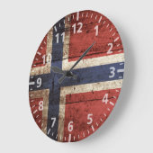 Norwegische Flagge für alten Holzkorn Große Wanduhr (Winkel)