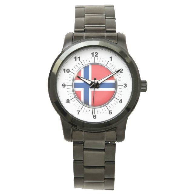 Norwegische Flagge für Frauen - Oversized Black Wa Armbanduhr (Vorderseite)