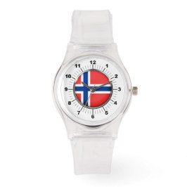 Norwegische Flagge für Frauen Sporty Pink Silicon  Armbanduhr