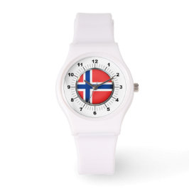 Norwegische Flagge für Frauen - Sporty White Silic Armbanduhr