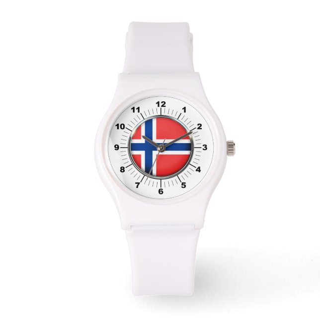 Norwegische Flagge für Frauen - Sporty White Silic Armbanduhr (Vorderseite)