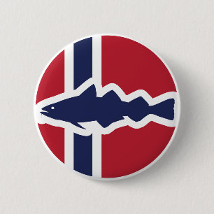 Norwegische Flagge für Kabeljau Button