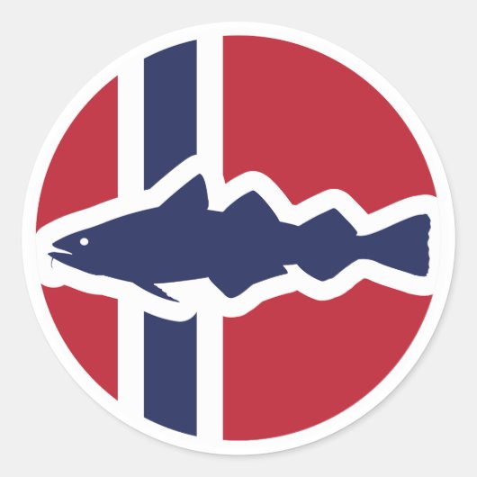 Norwegische Flagge für Kabeljau Runder Aufkleber (Vorderseite)