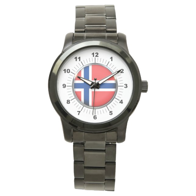 Norwegische Flagge für Männer Armbanduhr (Vorderseite)
