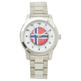 Norwegische Flagge für Männer - Oversized Silver B Armbanduhr