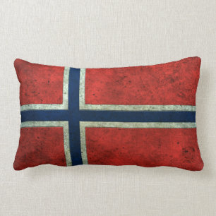 Norwegische Flagge gealterter Stahleffekt Lendenkissen