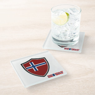 Norwegische Flagge Glasuntersetzer