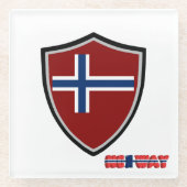 Norwegische Flagge Glasuntersetzer (Vorderseite)