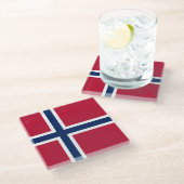 Norwegische Flagge Glasuntersetzer (Schrägansicht)