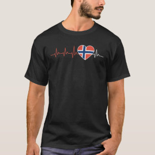 Norwegische Flagge Heartbeat ECG Noreg Norge T-Shirt
