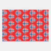 Norwegische Flagge, Herz und norwegische Mode / Ge Geschenkpapier Set (Vorderseite 3)