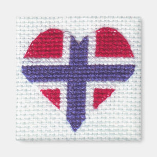 Norwegische Flagge Herzkreuz Stitch Nordic Norwege Magnet