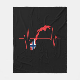 Norwegische Flagge Herzschlag Fleecedecke