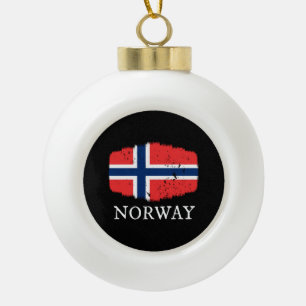 Norwegische Flagge Keramik Kugel-Ornament